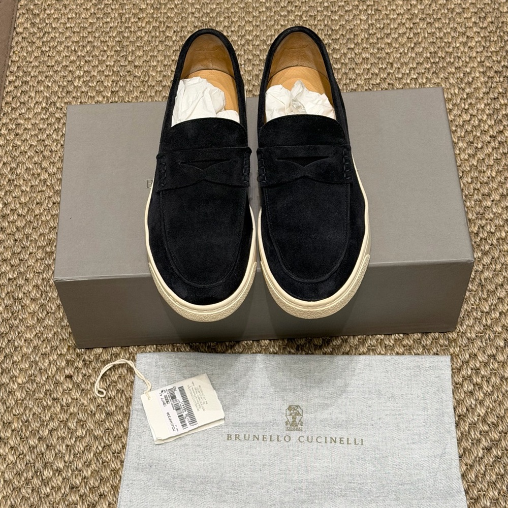 SOLD Brunello Cucinelli Navy Blue Suede Slip-On Loafer sneakers Men’s Size 41 IT